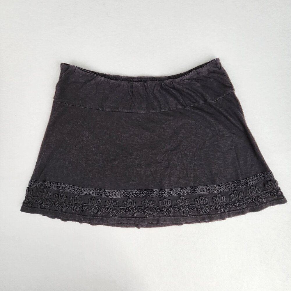 Cabela's Womens Embroidered Pull On A Line Casual Skirt Size XL Black